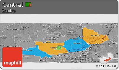 Political Panoramic Map of Central, desaturated