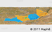 Political Panoramic Map of Central, satellite outside