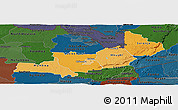 Political Shades Panoramic Map of Central, darken