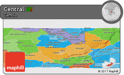 Political Shades Panoramic Map of Central