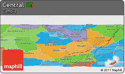 Political Shades Panoramic Map of Central