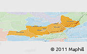 Political Shades Panoramic Map of Central, lighten