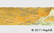 Political Shades Panoramic Map of Central, physical outside
