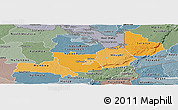 Political Shades Panoramic Map of Central, semi-desaturated