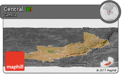 Satellite Panoramic Map of Central, darken, desaturated