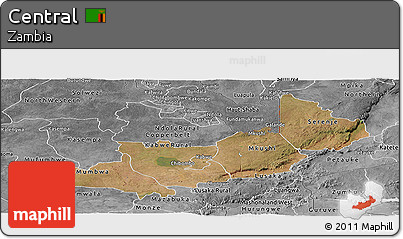 Satellite Panoramic Map of Central, desaturated