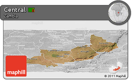 Satellite Panoramic Map of Central, lighten, desaturated