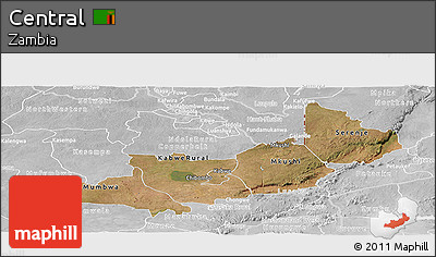 Satellite Panoramic Map of Central, lighten, desaturated