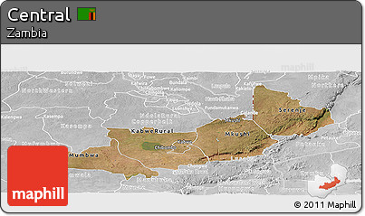 Satellite Panoramic Map of Central, lighten, desaturated