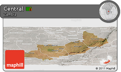 Satellite Panoramic Map of Central, lighten, semi-desaturated