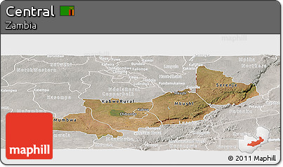Satellite Panoramic Map of Central, lighten, semi-desaturated