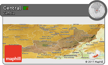 Satellite Panoramic Map of Central, physical outside
