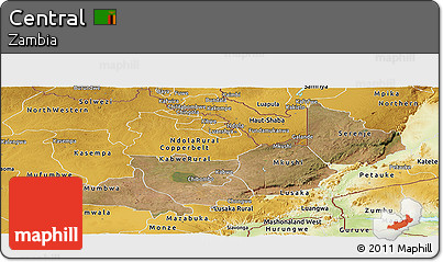Satellite Panoramic Map of Central, physical outside