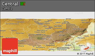 Satellite Panoramic Map of Central, physical outside