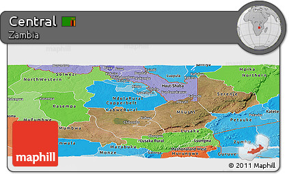 Satellite Panoramic Map of Central, political shades outside