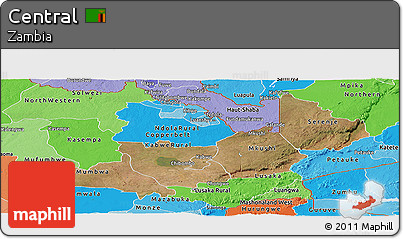 Satellite Panoramic Map of Central, political shades outside