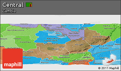Satellite Panoramic Map of Central, political shades outside