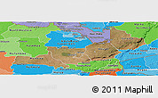 Satellite Panoramic Map of Central, political shades outside