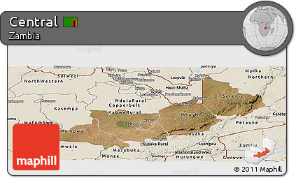 Satellite Panoramic Map of Central, shaded relief outside