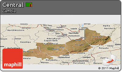 Satellite Panoramic Map of Central, shaded relief outside