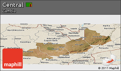 Satellite Panoramic Map of Central, shaded relief outside