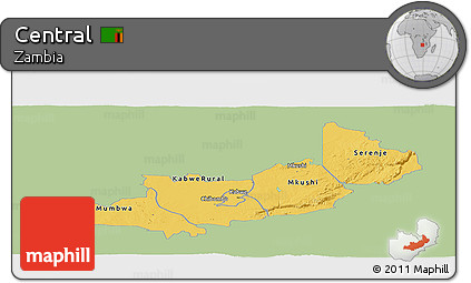 Savanna Style Panoramic Map of Central, single color outside