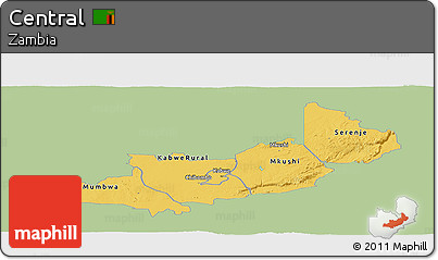 Savanna Style Panoramic Map of Central, single color outside