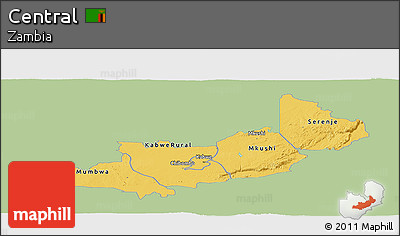 Savanna Style Panoramic Map of Central, single color outside