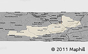 Shaded Relief Panoramic Map of Central, darken, desaturated