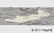 Shaded Relief Panoramic Map of Central, darken, semi-desaturated