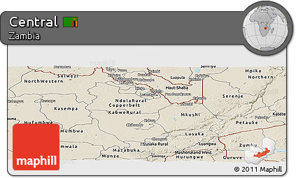 Shaded Relief Panoramic Map of Central