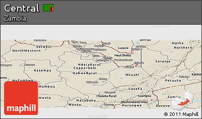 Shaded Relief Panoramic Map of Central