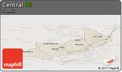 Shaded Relief Panoramic Map of Central, lighten