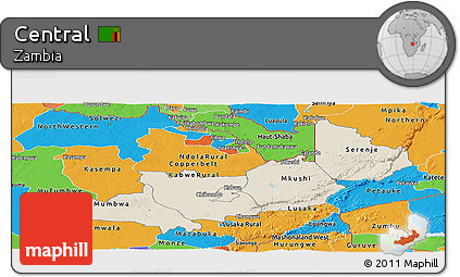Shaded Relief Panoramic Map of Central, political outside