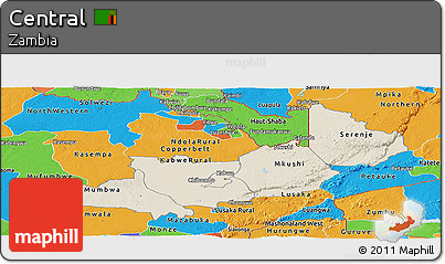 Shaded Relief Panoramic Map of Central, political outside