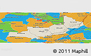 Shaded Relief Panoramic Map of Central, political outside