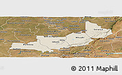 Shaded Relief Panoramic Map of Central, satellite outside