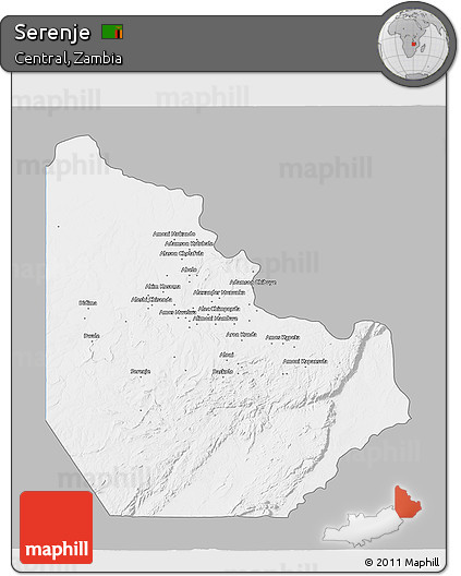 Gray 3D Map of Serenje, single color outside
