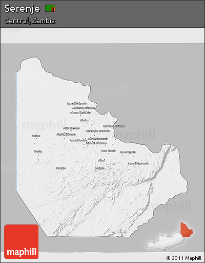 Gray 3D Map of Serenje, single color outside