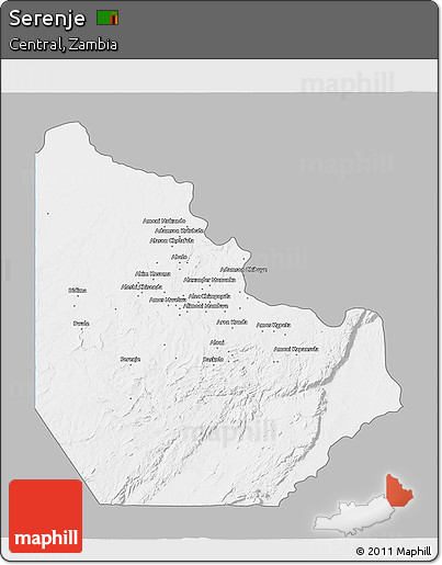 Gray 3D Map of Serenje, single color outside