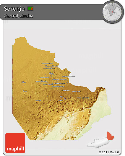 Physical 3D Map of Serenje, cropped outside