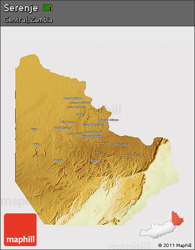 Physical 3D Map of Serenje, cropped outside