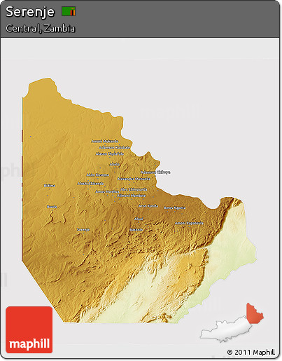 Physical 3D Map of Serenje, cropped outside