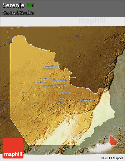 Physical 3D Map of Serenje, darken