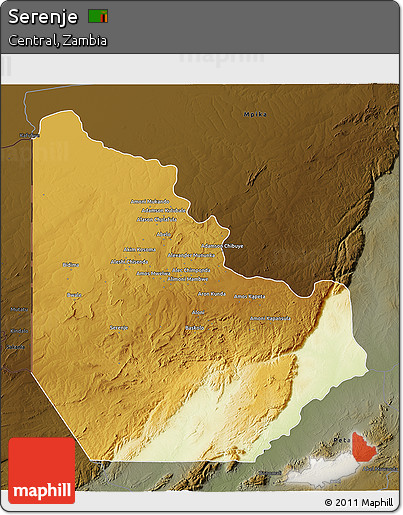 Physical 3D Map of Serenje, darken
