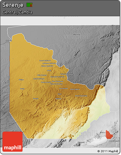 Physical 3D Map of Serenje, desaturated