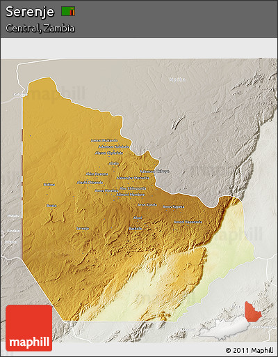 Physical 3D Map of Serenje, lighten, semi-desaturated