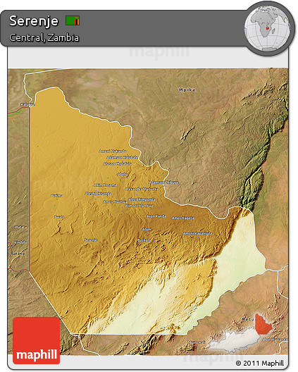 Physical 3D Map of Serenje, satellite outside