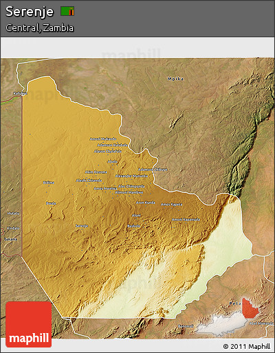 Physical 3D Map of Serenje, satellite outside