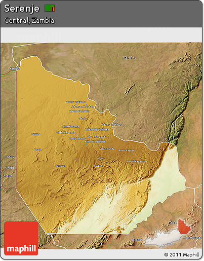 Physical 3D Map of Serenje, satellite outside